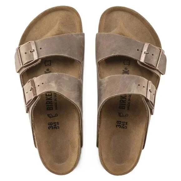 Birkenstock Unisex Arizona Oiled Leather Tabacco Brown Sandal Hard Footbed
